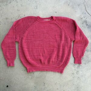 Vintage LL Bean Knit Sweater Large Wine Colored Made in USA 100% Cotton